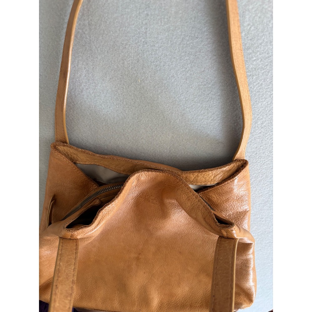 American Leather Co Shoulder Bag Large Tan Honey Leather Hobo Tote - Picture 10 of 14